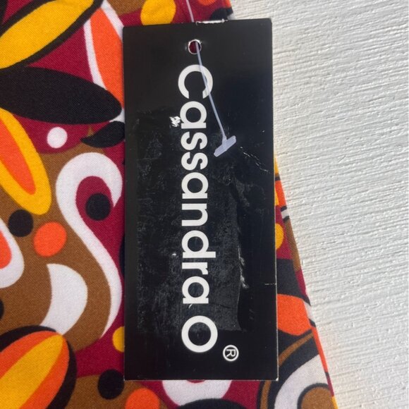 Cassandra O Scrub Shirt Top Womens Small Orange Yellow New Abstract Pattern - Picture 10 of 10